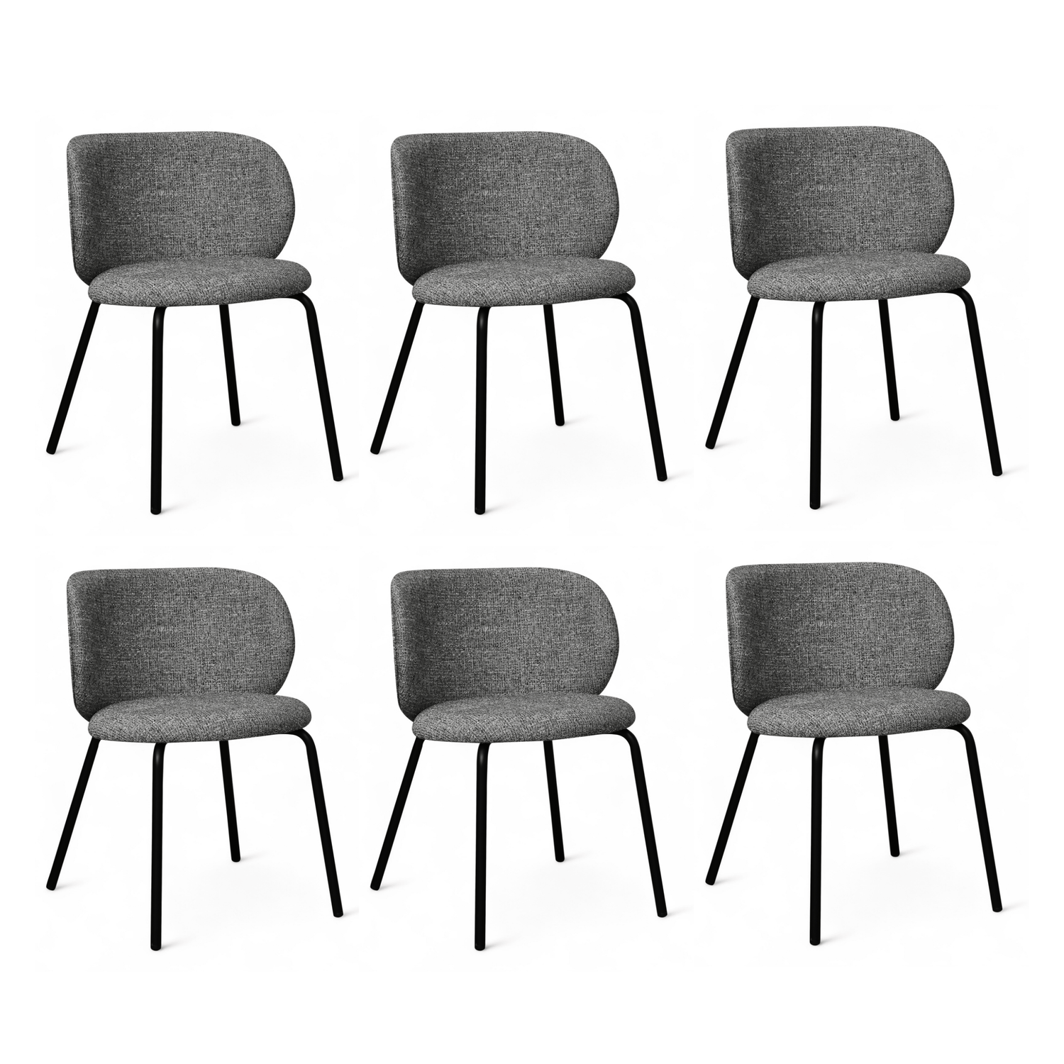 Furnhouse eetkamerstoel Nanna - Grijs - Stof (Bouclé) - Set van 6