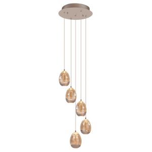 Highlight hanglamp Egg – 5 lichts – 30 x 155 cm – champagne Highlight hanglamp Egg – 5 lichts – 30 x 155 cm – champagne