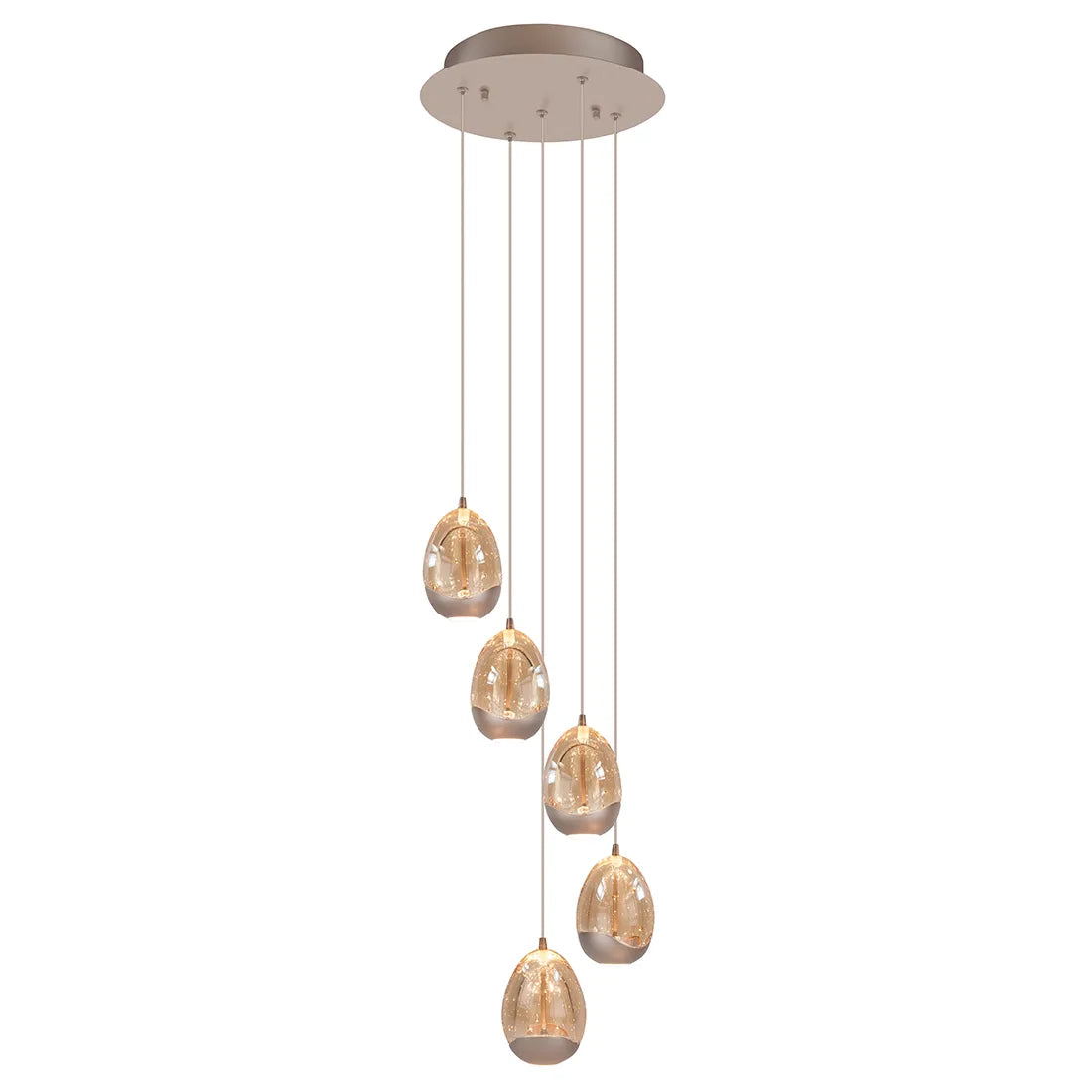 Highlight hanglamp Egg - 5 lichts - 30 x 155 cm - champagne