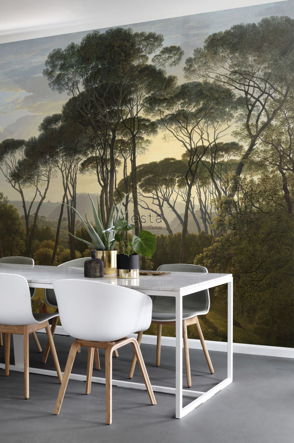 ESTAhome fotobehang Italiaans landschap donkergroen - 372 x 279 cm - 1