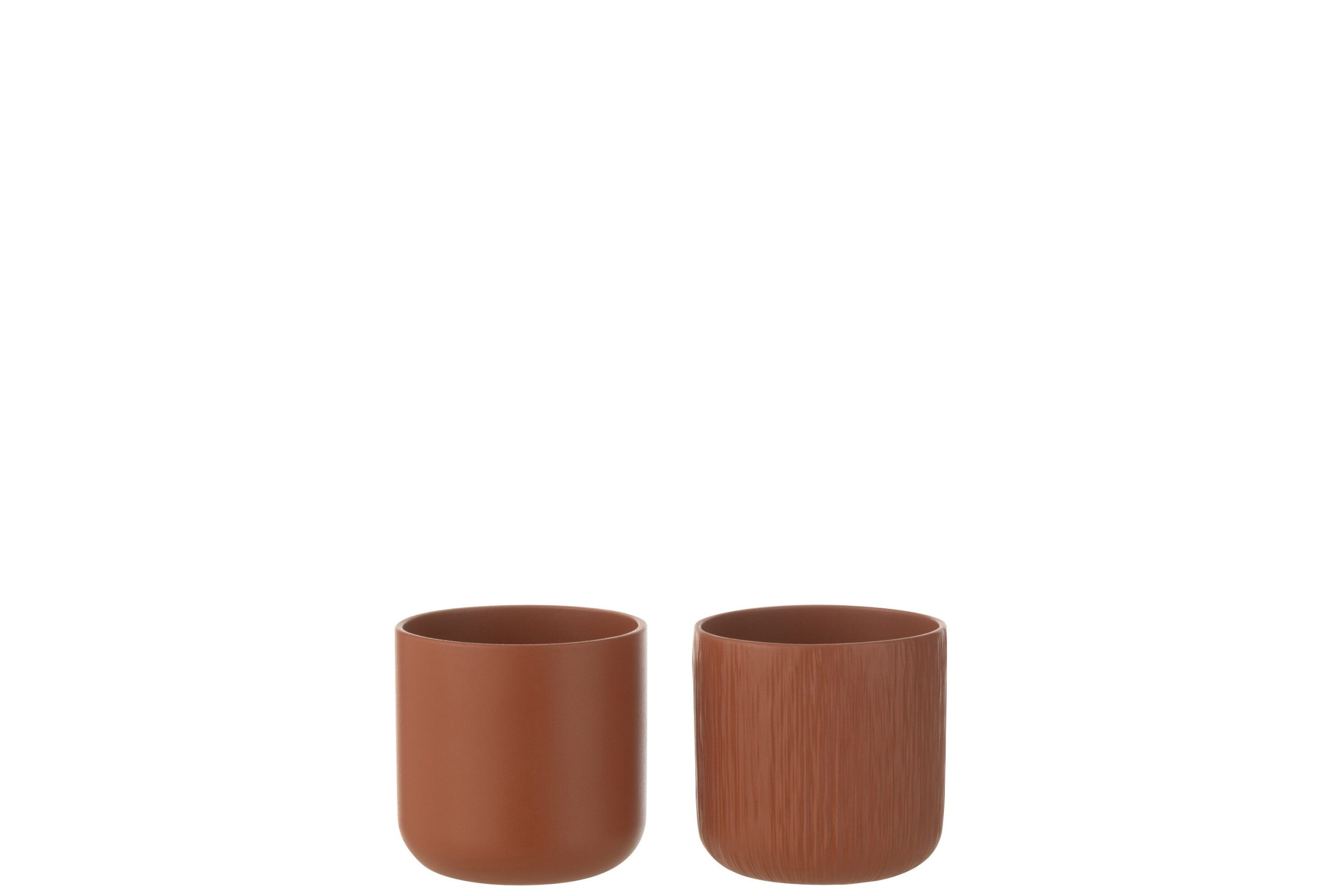J-Line bloempot Gen - keramiek - bruin - extra small - 2 stuks - Ø 11