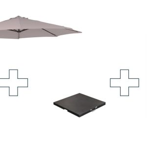 Zweefparasol Hawaii S – met voet en hoes – Zand – 300 cm Zweefparasol Hawaii S – met voet en hoes – Zand – 300 cm