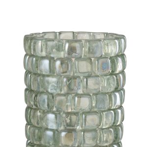 J-Line theelichthouder Vierkant mozaiek – glas – transparant – large