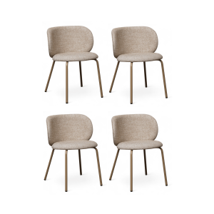 Furnhouse eetkamerstoel Nanna – Beige – Stof (Bouclé) – Set van 4