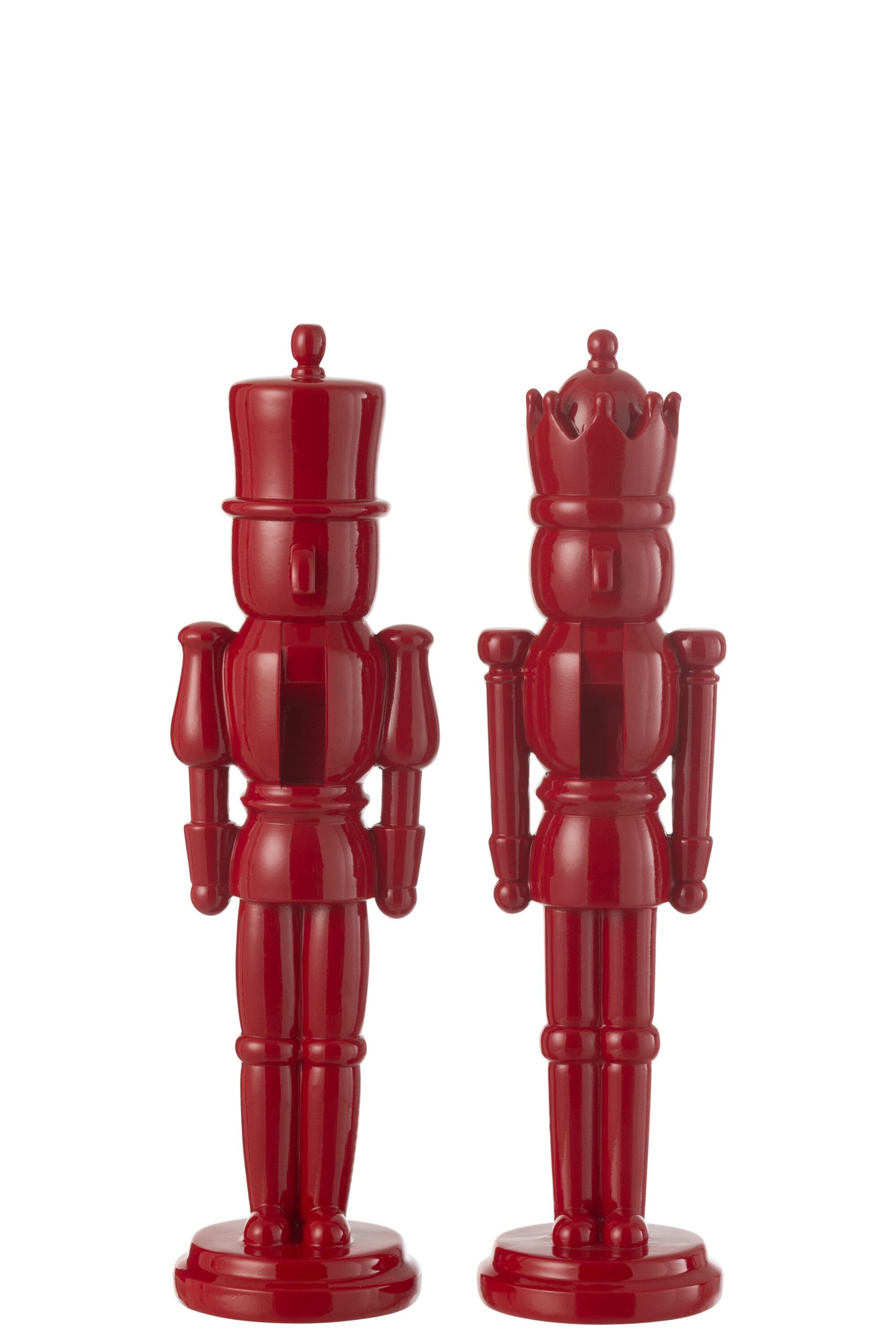 J-Line figuur Notenkraker - polyresin - blinkend rood - medium - 2 stu