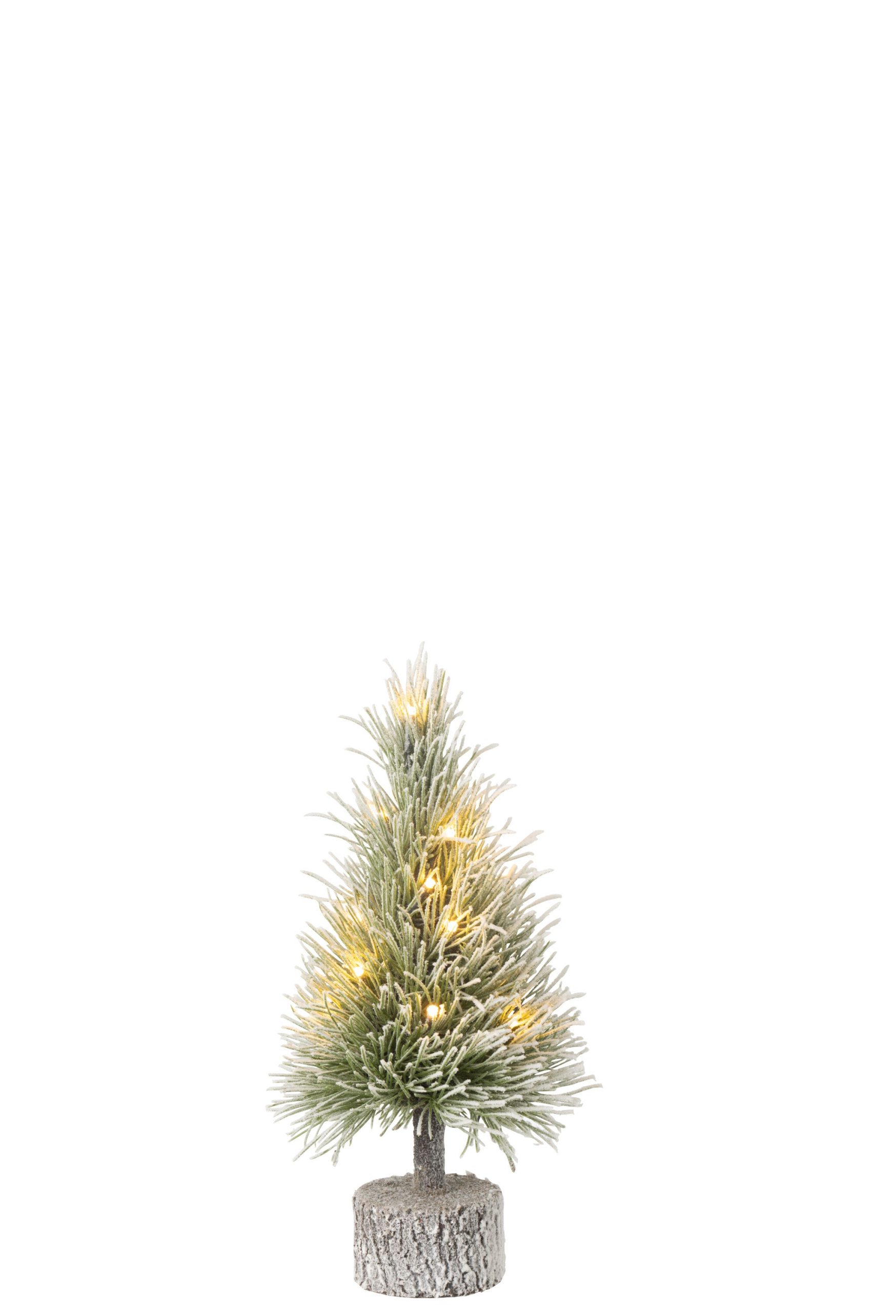 J-Line decoratie kerstboom Sneeuw - kunststof - groen - small - LED li