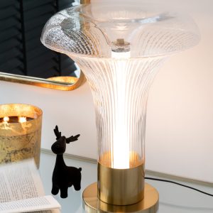 J-Line tafellamp – metaal/glas – goud/transparant – LED lichtjes J-Line tafellamp – metaal/glas – goud/transparant – LED lichtjes