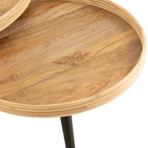 J-Line koffietafel Rond – hout – naturel – 3 stuks