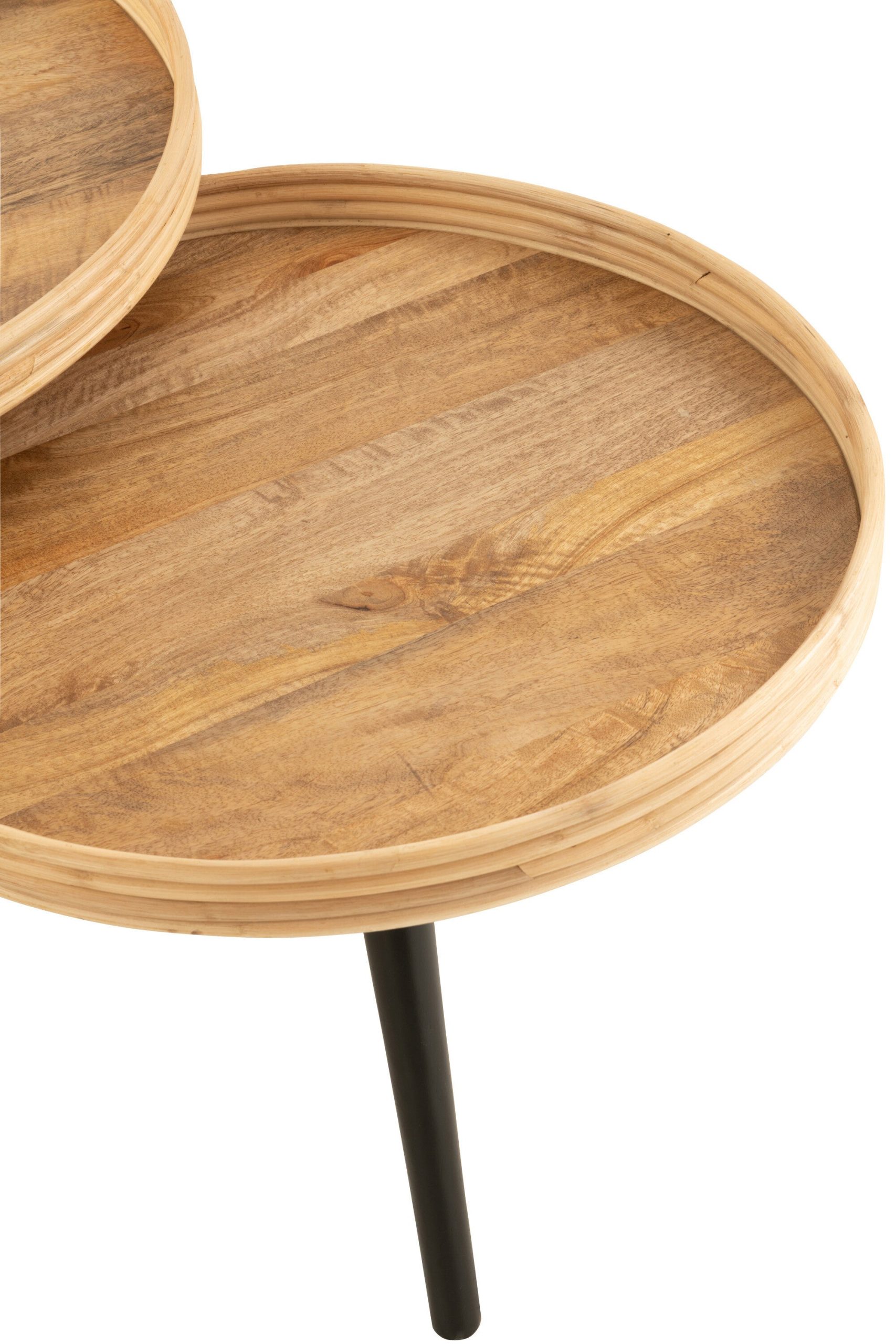 J-Line koffietafel Rond - hout - naturel - 3 stuks