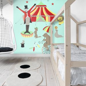 ESTAhome fotobehang circus figuren turquoise 186 x 279 cm 158703