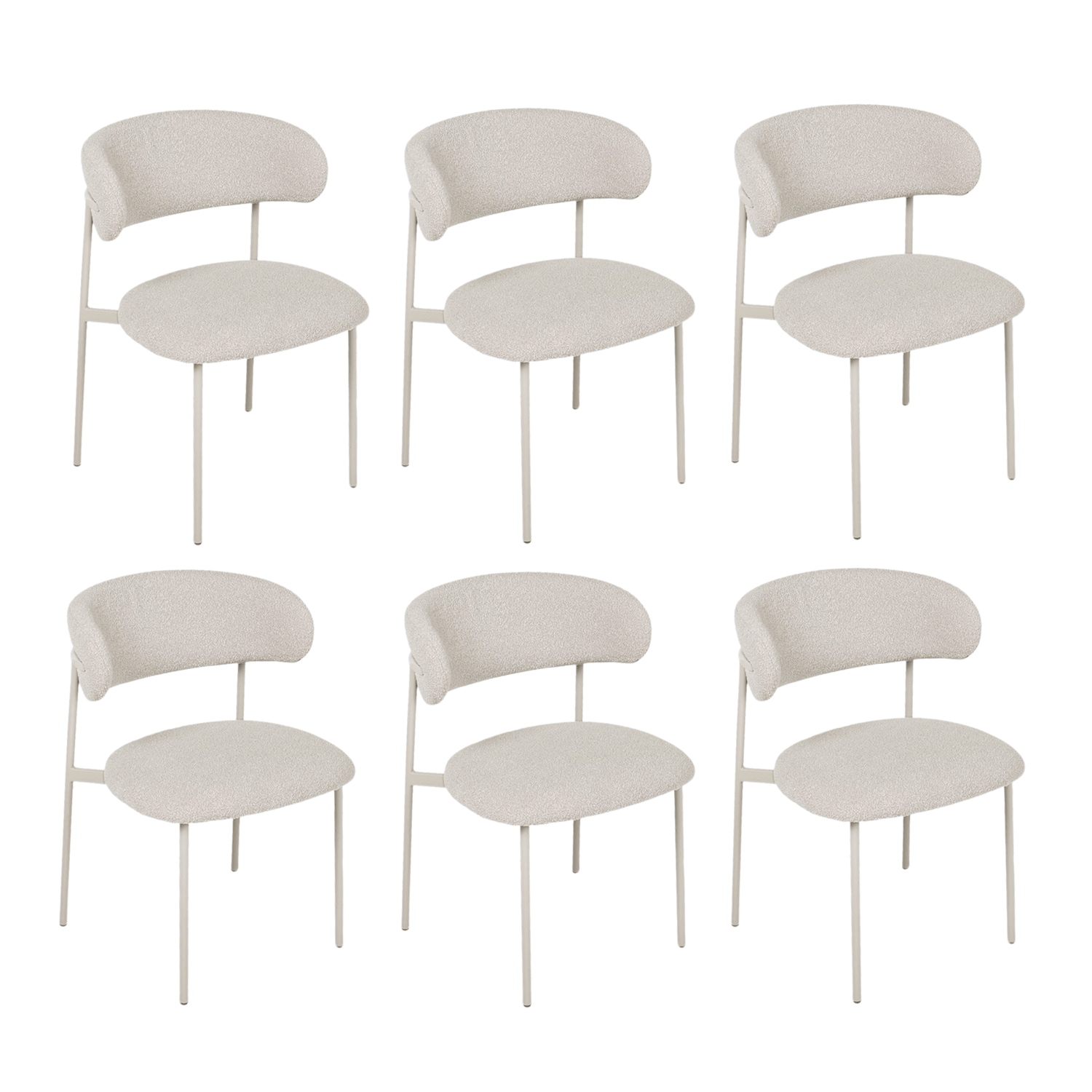 Furnhouse eetkamerstoel Diana - Beige - Stof (Bouclé) - Set van 6