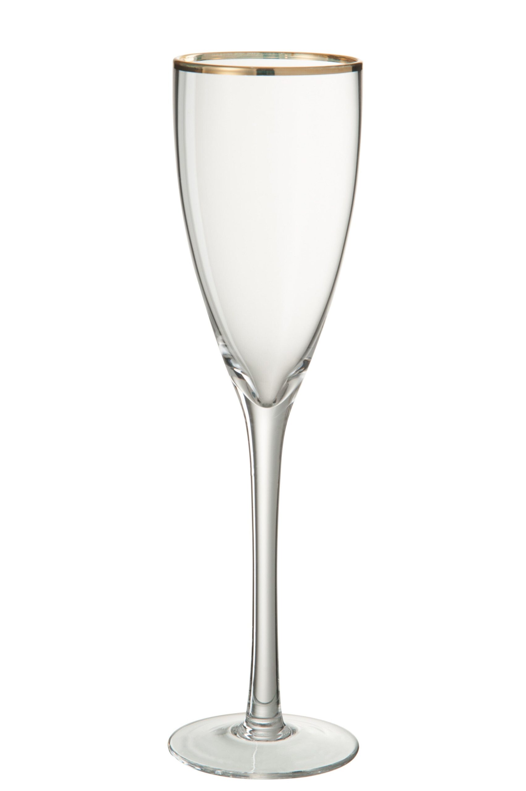 J-Line glas champagne Gouden Rand - glas - transparant/goud - 4 stuks
