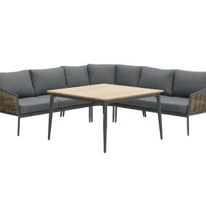Bali lounge-diningset – 4-delig – natural rotan – mystic grey Bali lounge-diningset – 4-delig – natural rotan – mystic grey