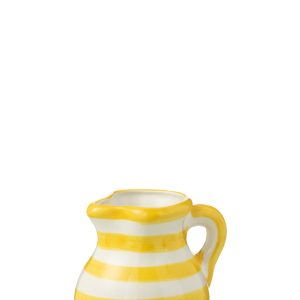 J-Line kruik Granada Stripes – keramiek – wit/geel – small J-Line kruik Granada Stripes – keramiek – wit/geel – small
