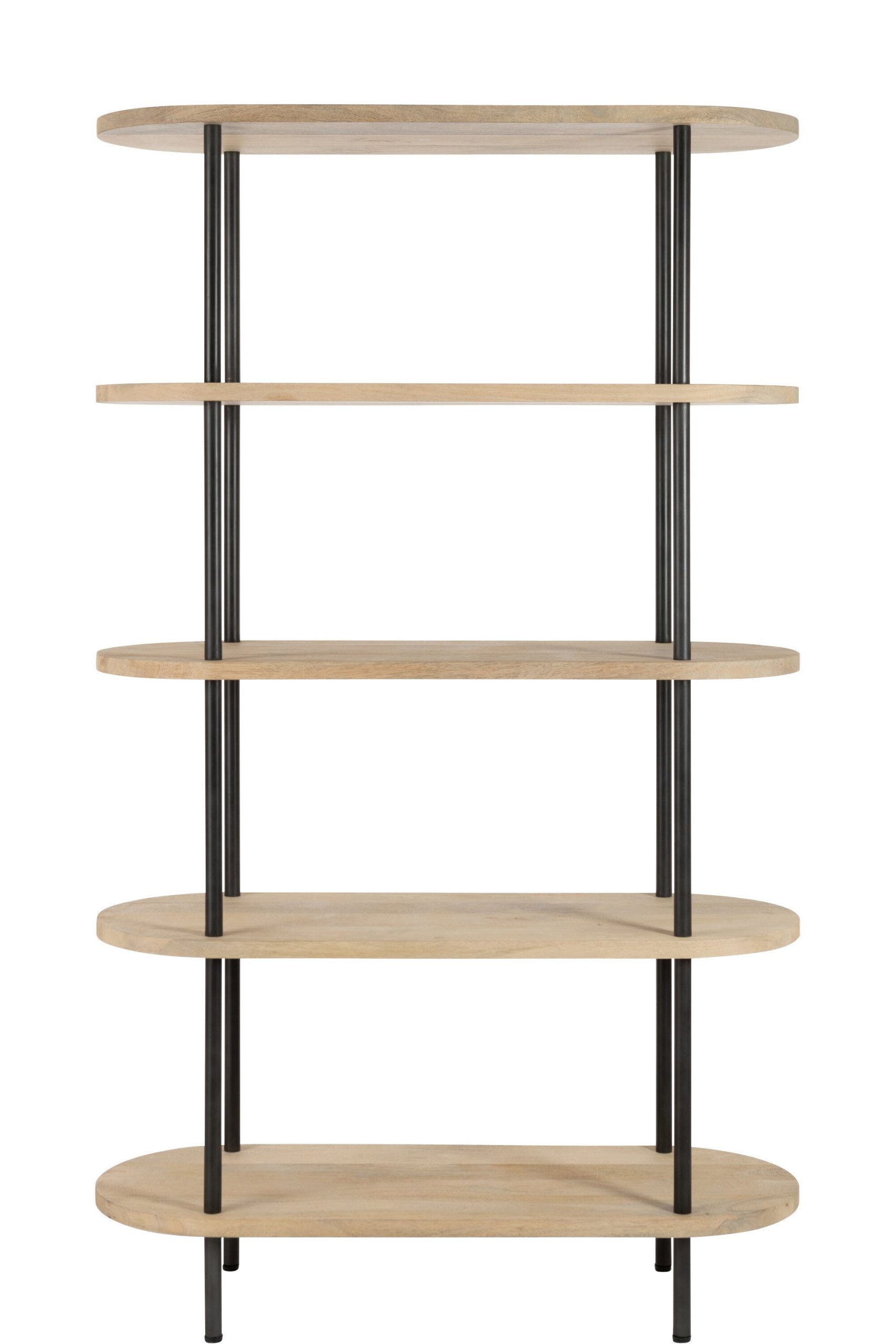 J-Line rek Eli 5 Planken - hout/staal - naturel/grijs