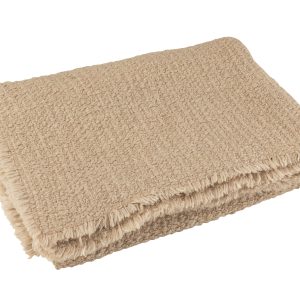 J-Line plaid Gerafelde Randen – katoen/polyester – beige – 180 x 130 c J-Line plaid Gerafelde Randen – katoen/polyester – beige – 180 x 130 c