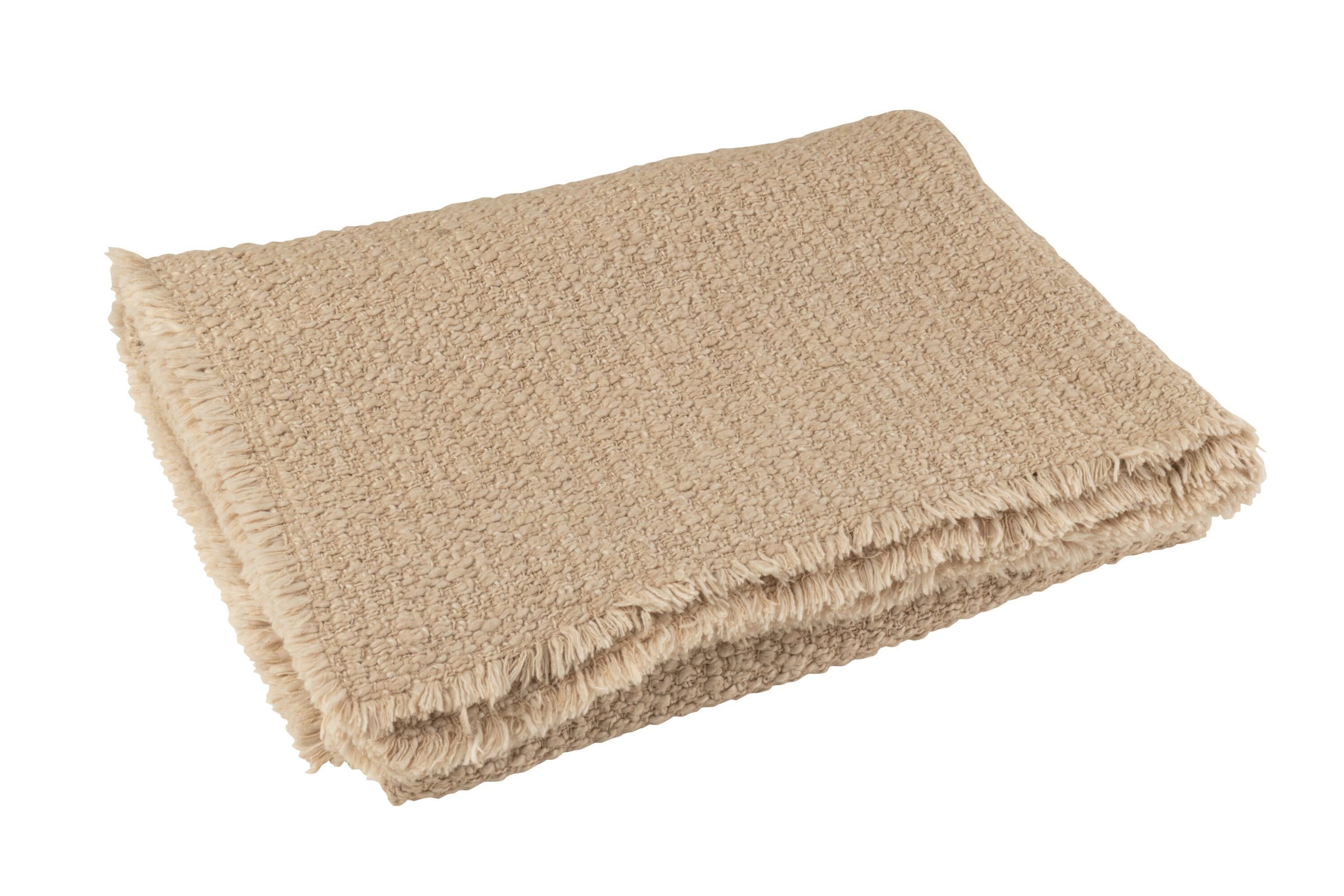 J-Line plaid Gerafelde Randen - katoen/polyester - beige - 180 x 130 c