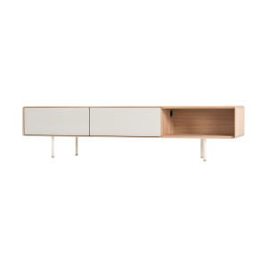 Gazzda Fina Lowboard TV-meubel Hout – B 200 cm – Whitewash / Mushroom