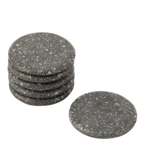J-Line onderzetter Marmer – steen – grijs – 6 stuks