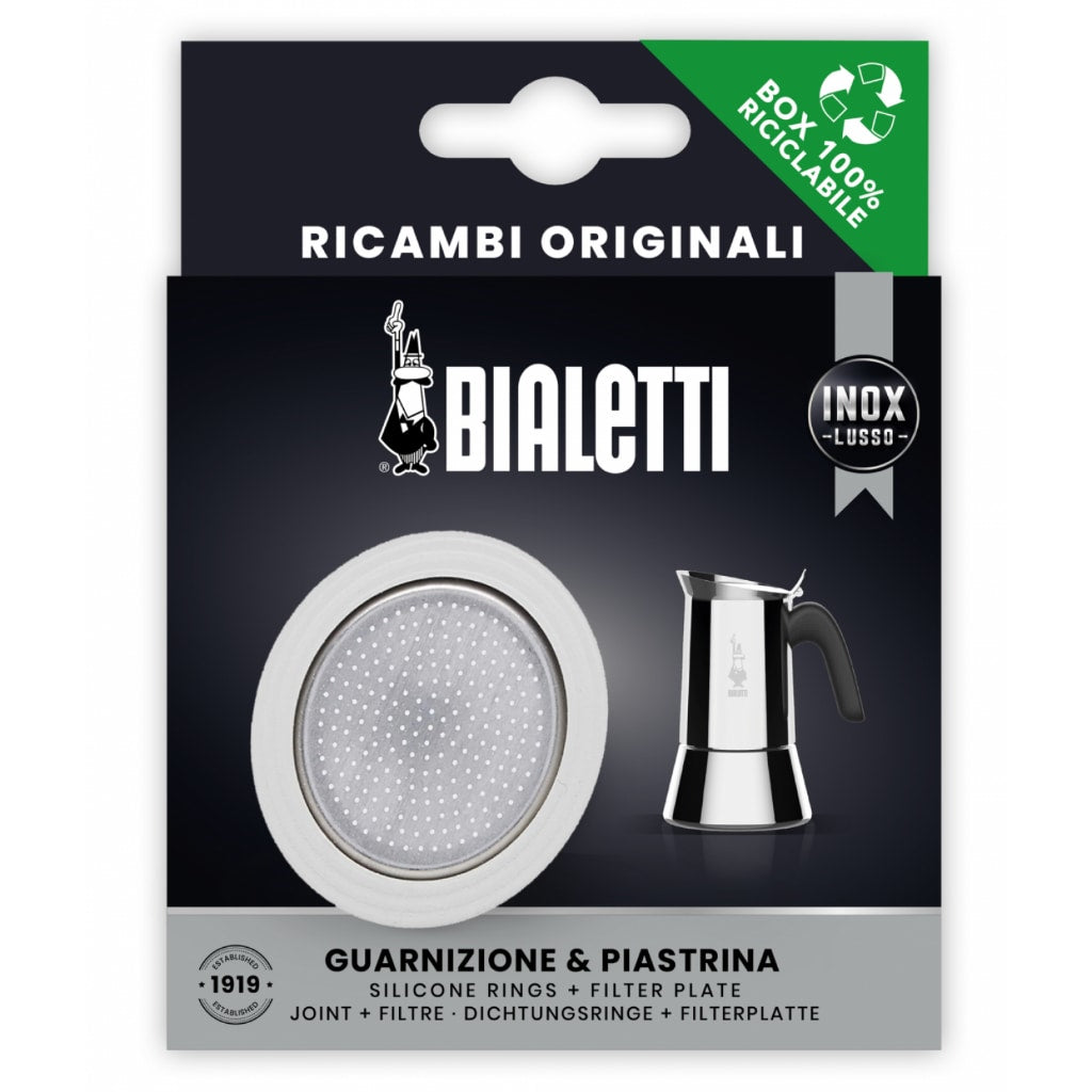 Bialetti Filterplaatje met 1 Silicone Ring – 1 en 2 kops – RVS modellen