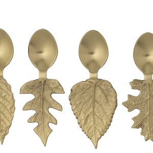 J-Line lepel Blad – roestvrij staal – goud – doos van 4 J-Line lepel Blad – roestvrij staal – goud – doos van 4