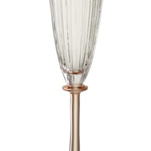 J-Line glas champagne Gestreept – glas – transparant/zalmroze J-Line glas champagne Gestreept – glas – transparant/zalmroze