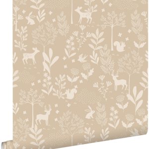 ESTAhome behang bos met bosdieren donker beige – 53 cm x 10.05 m – 139 ESTAhome behang bos met bosdieren donker beige – 53 cm x 10.05 m – 139