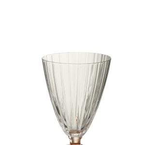 J-Line glas Gestreept – glas – transparant/zalmroze J-Line glas Gestreept – glas – transparant/zalmroze