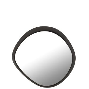 J-Line spiegel Rond – metaal/glas – zwart – small – 60.5 x 58 cm