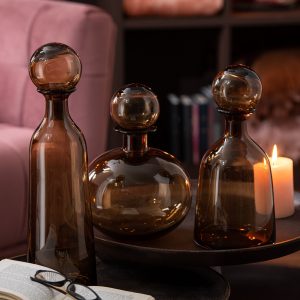 J-Line decoratie Fles + Stop Effen Hoog – glas – bruin – large J-Line decoratie Fles + Stop Effen Hoog – glas – bruin – large