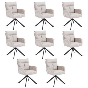 Home Deluxe ALUNA chenille eetkamerstoel met armleuningen – set van 8