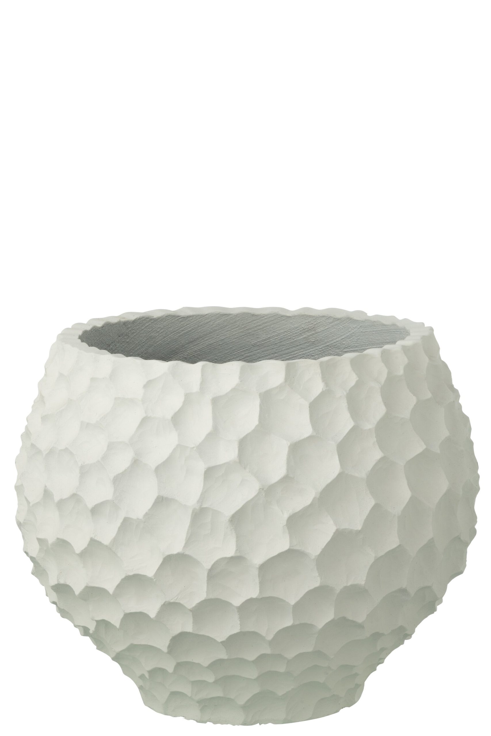 J-Line bloempot Inkepingen + Buiten zand - steen - wit - medium