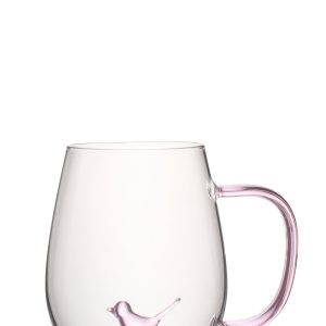 J-Line glas Vogel met Handvat – glas – lichtroze/transparant J-Line glas Vogel met Handvat – glas – lichtroze/transparant