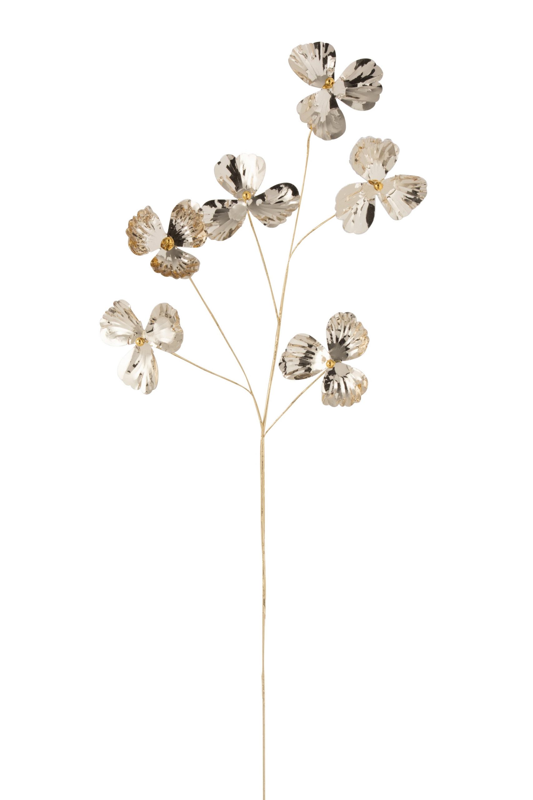 J-Line decoratie Bloem - kunststof - goud - small - 24 stuks