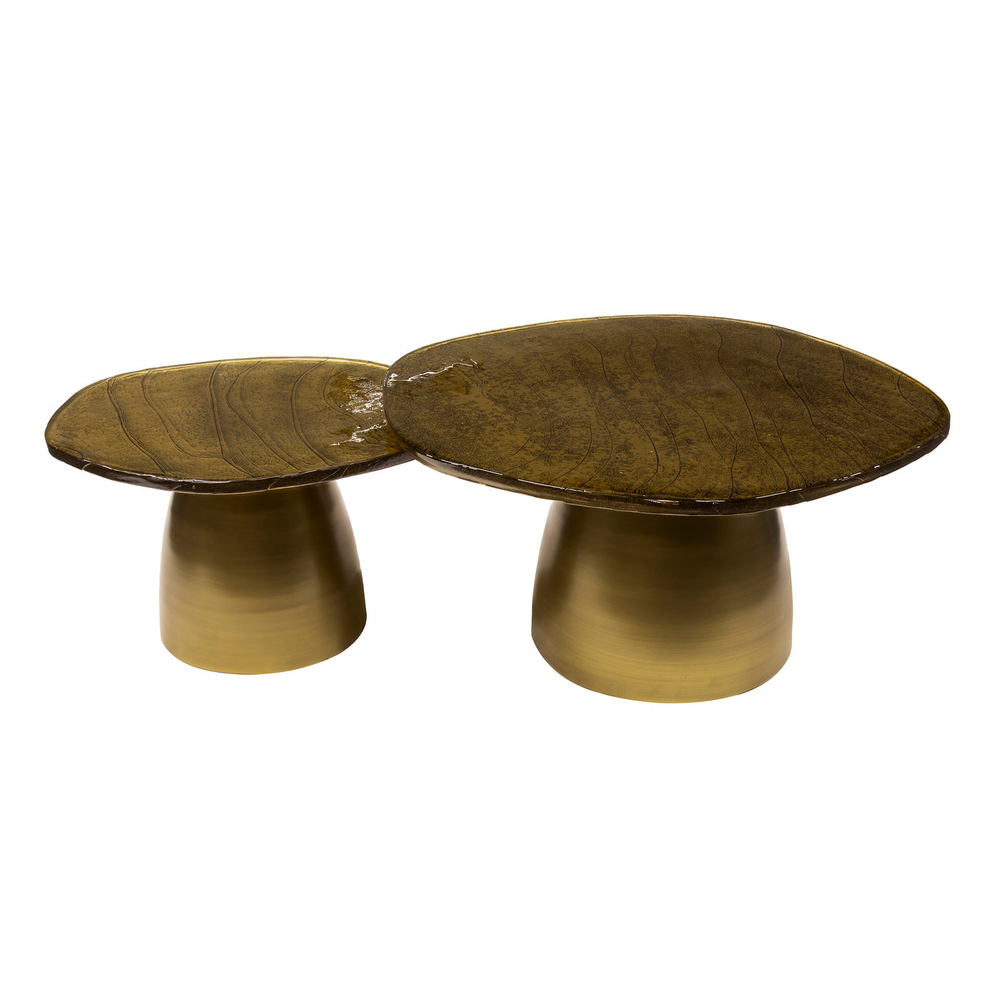 Giga Meubel Salontafel Eclipse - Goud Metaal/Glas - Set van 2 - 80x70x