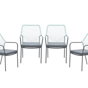 Garden Impressions Dido tuinstoelen set van 4 zachtgroen rope