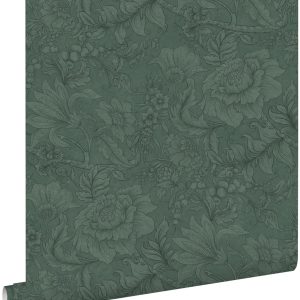 ESTAhome behang bloemmotief donkergroen – 53 cm x 10.05 m – 139793