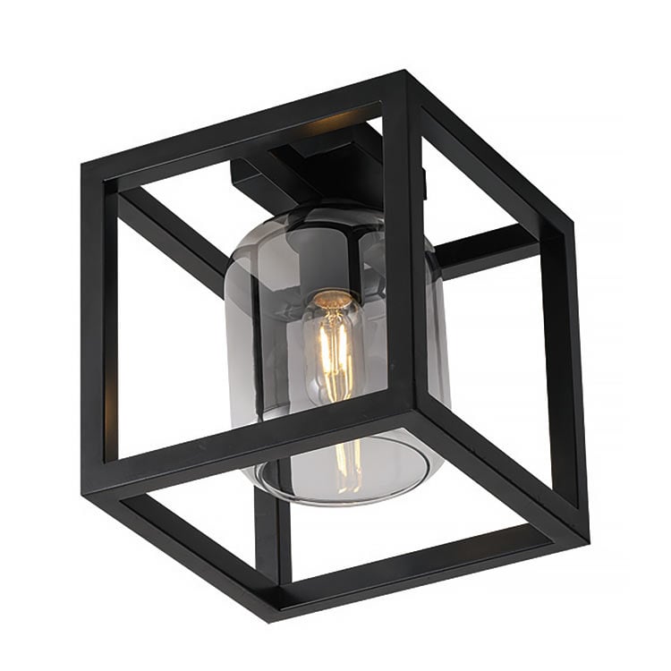 Freelight plafondlamp Dentro - 1 lichts - 25.5 x 27.5 cm - zwart rook