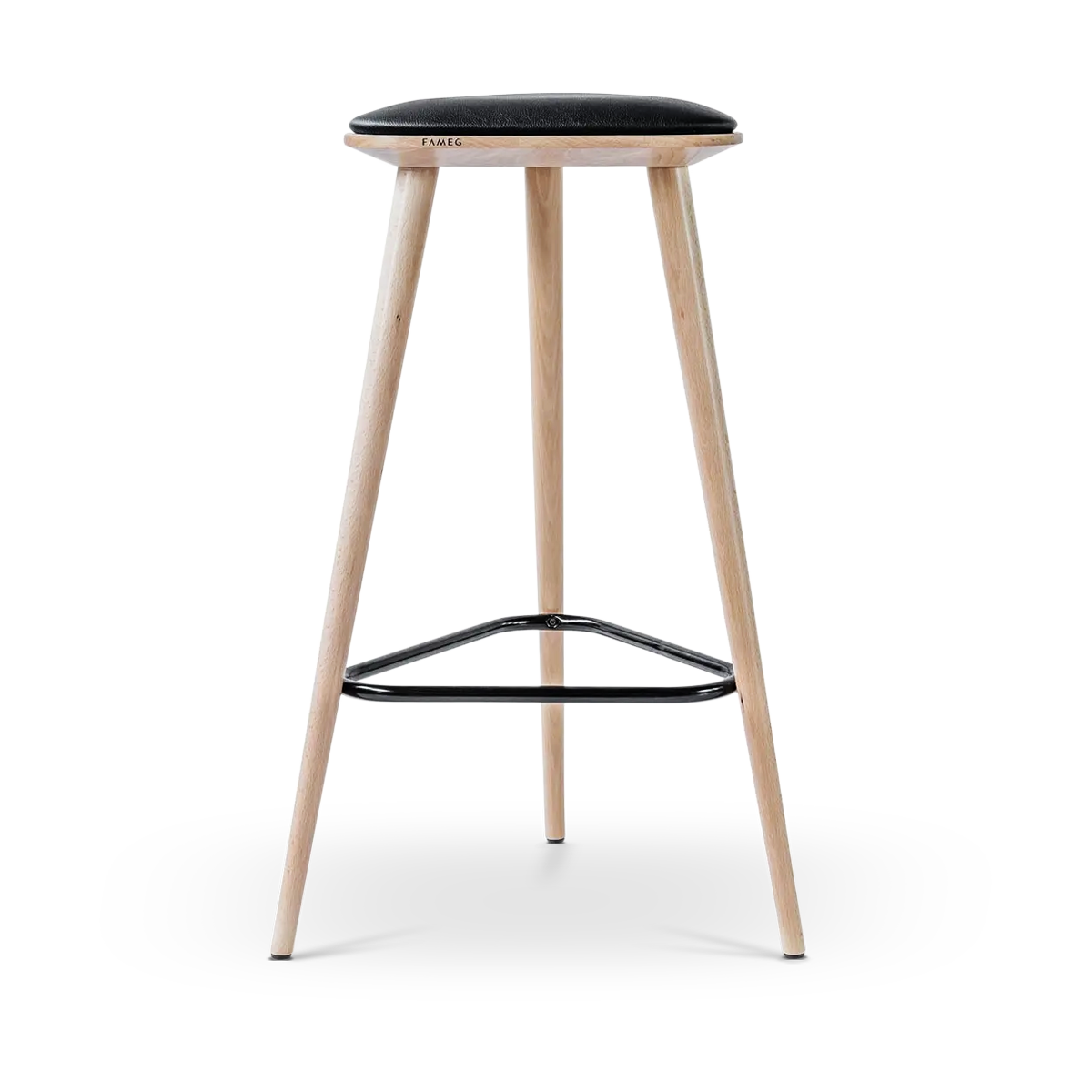 Fameg Finn houten barkruk whitewash met zitkussen - 63 cm
