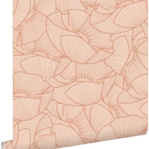 ESTAhome behang klaprozen terracotta roze – 53 cm x 10.05 m – 139706