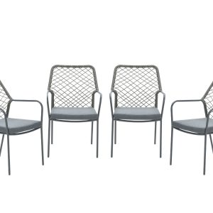 Garden Impressions Dido tuinstoelen set van 4 mosgroen rope