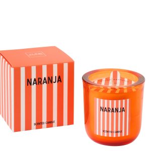 J-Line geurkaars Naranja – Mandarin Moments – glas – oranje – small J-Line geurkaars Naranja – Mandarin Moments – glas – oranje – small