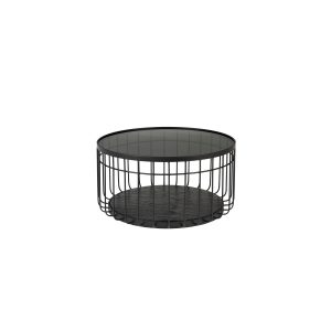 Housecraft Living Lance Salontafel Rond 60 cm Glas/ Metaal Zwart