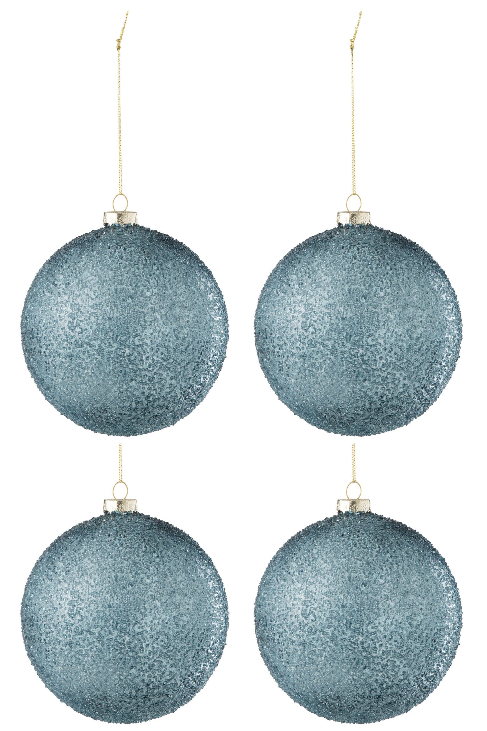 J-Line kerstbal Parels - glas - blauw - large - doos van 4