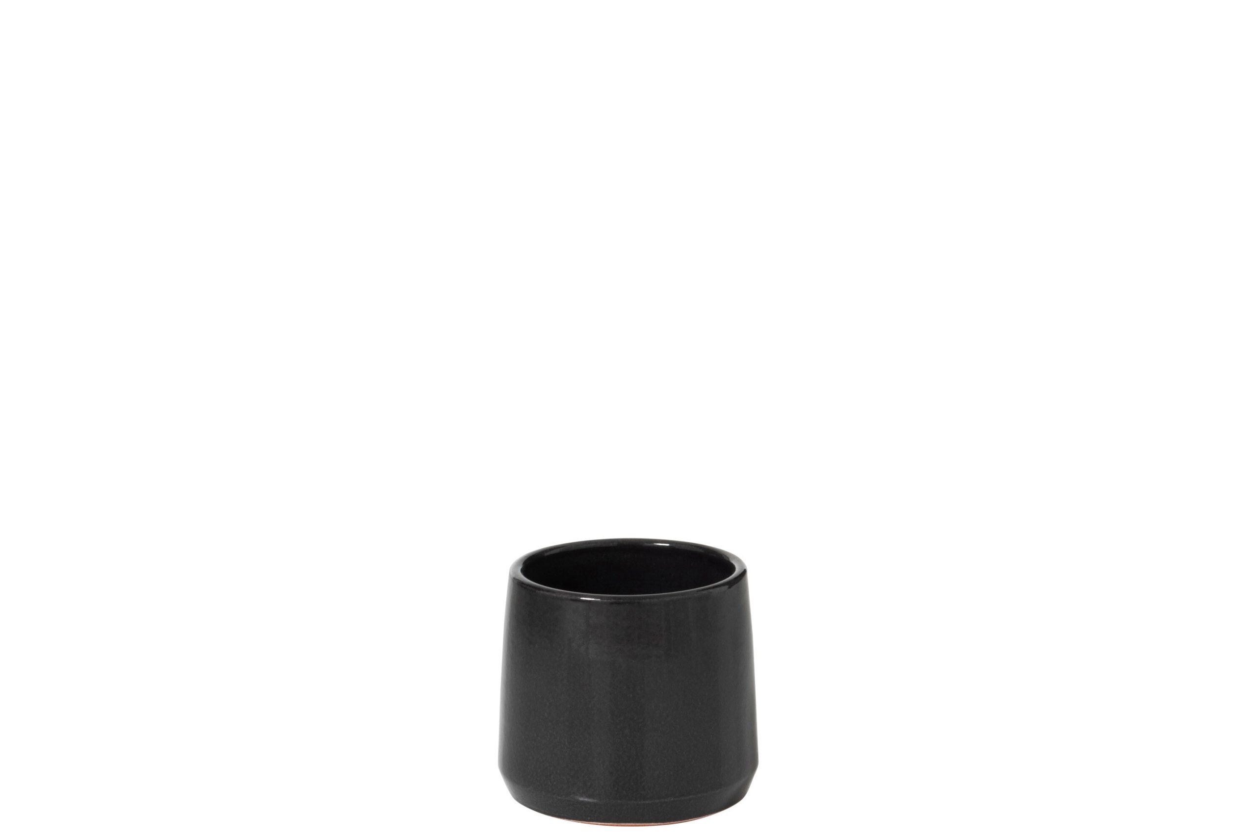 J-Line bloempot Rond - keramiek - zwart - extra small - 2 stuks - Ø 12