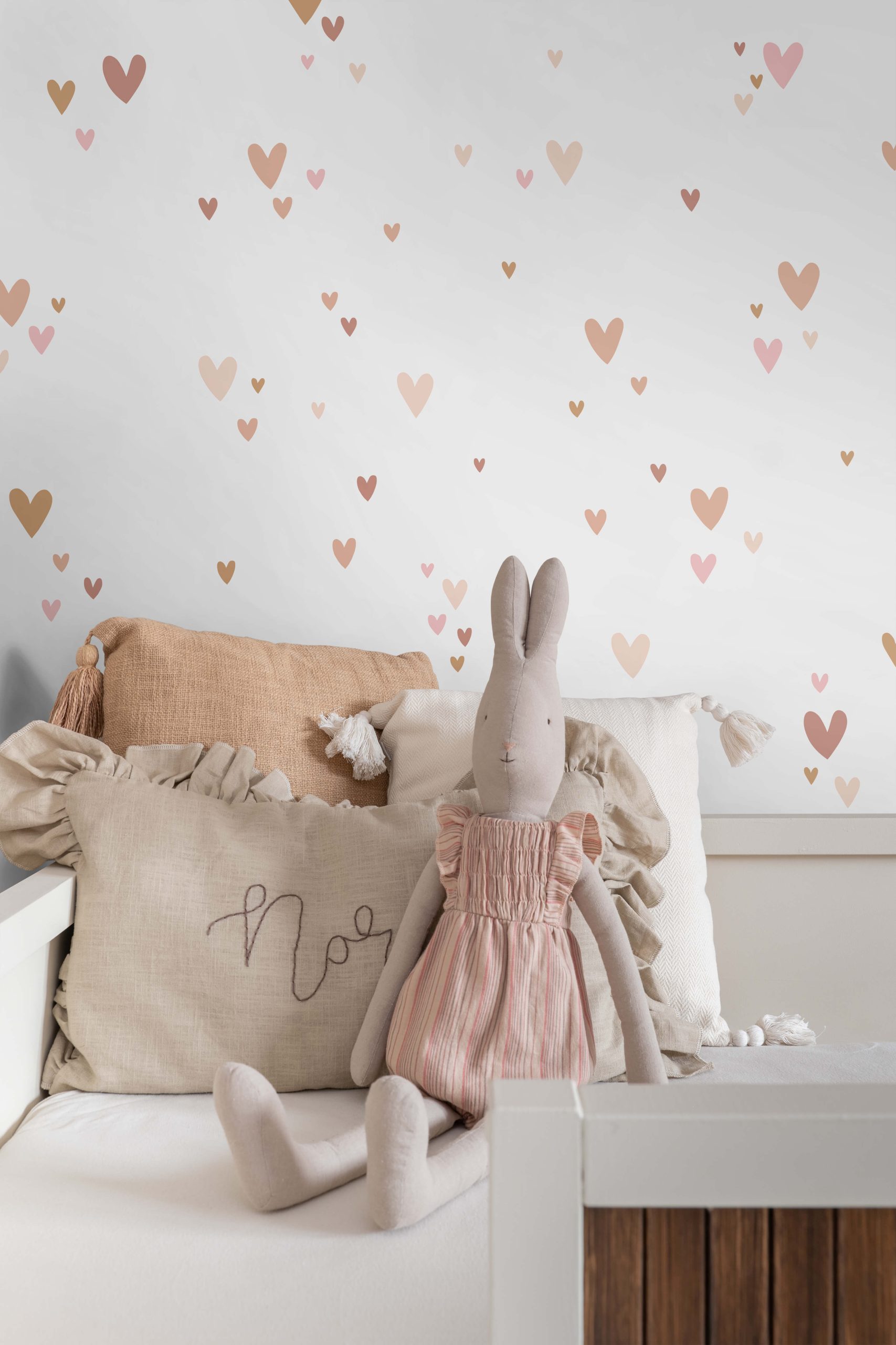 ESTAhome muursticker hartjes terracotta, roze en beige - 33 x 47.5 cm