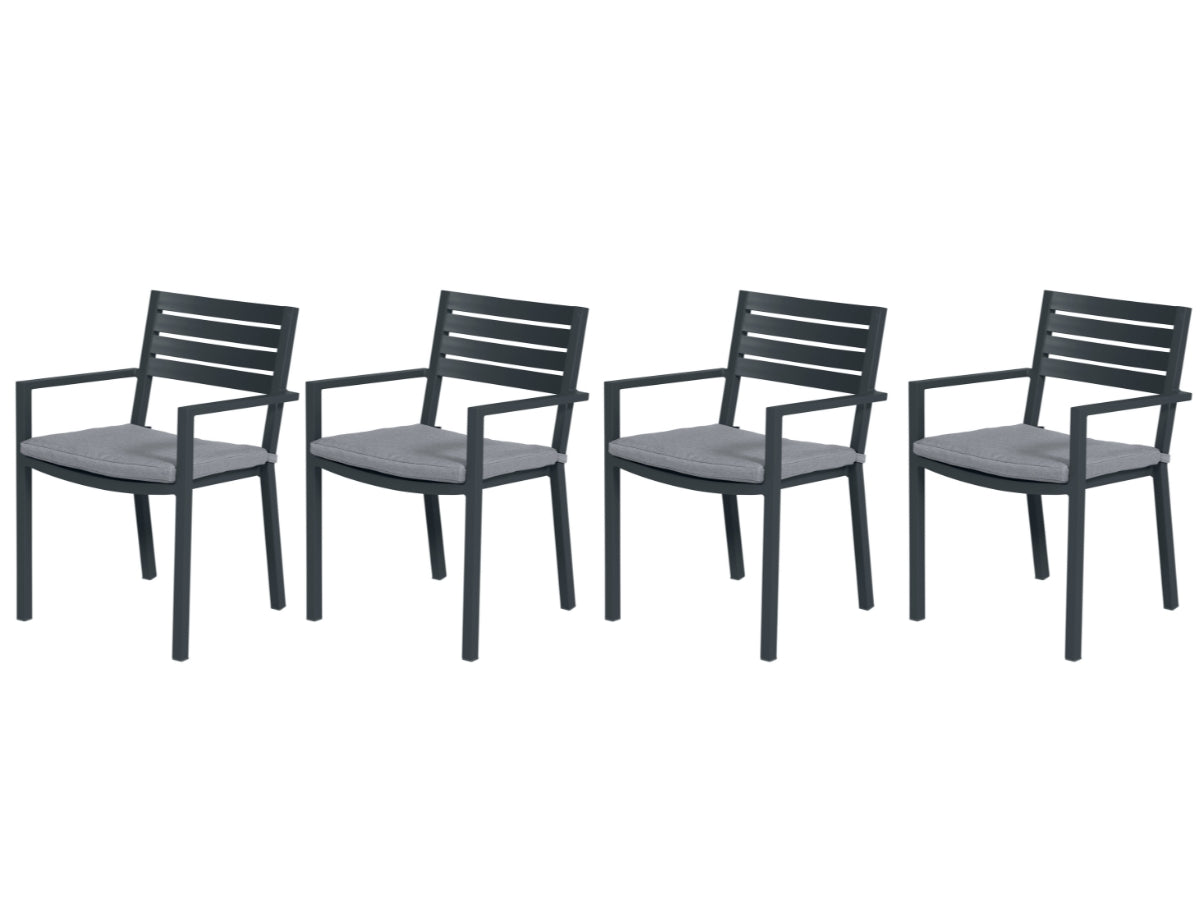 Garden Impressions Oklahoma tuinstoelen set van 4 carbon black
