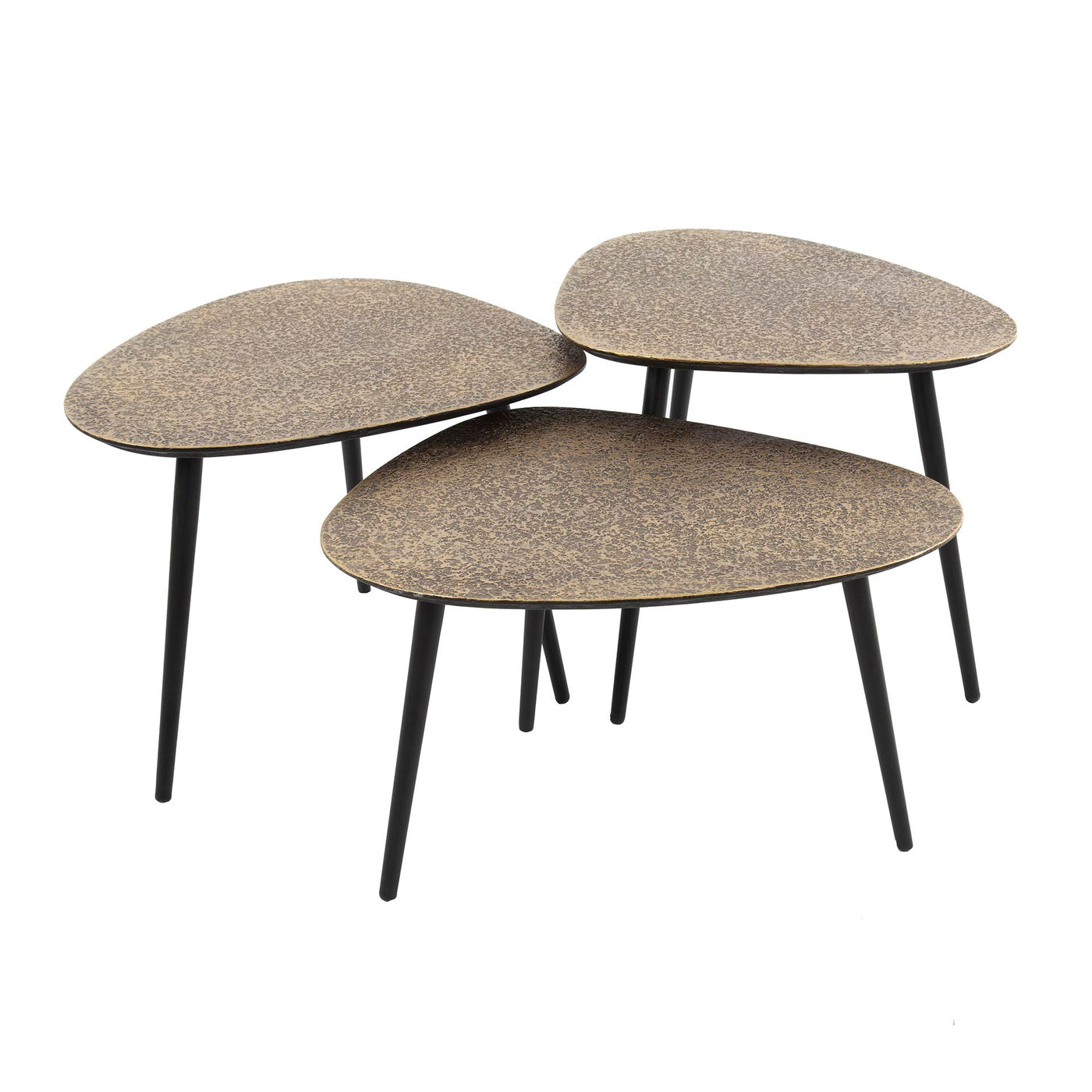 Giga Meubel Salontafel Metallic - Brons Metaal - Set van 3 - 58x43x48c