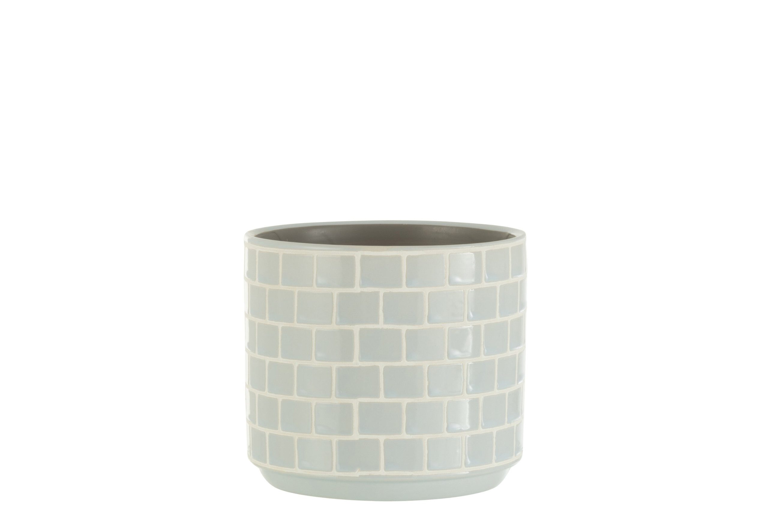 J-Line bloempot Blinkend - keramiek - blauw - medium - 2 stuks - Ø 14.