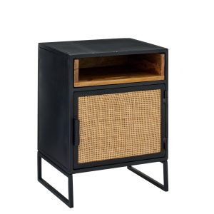 J-Line bijzettafel Rieten Panelen – hout – zwart/naturel
